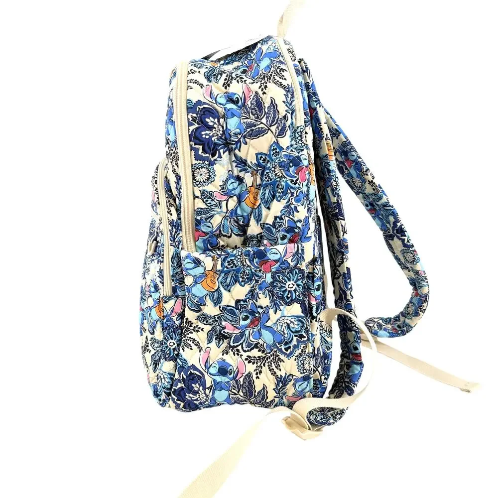Vera Bradley Disney Bancroft Backpack Stitch Leafy Blooms Quilted Premium Cotton